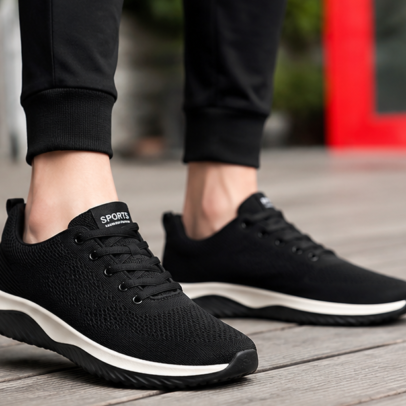 Black Unisex Casual Shoes with Memory Foam Cushioning and Comfortable Sole