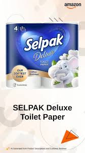 SELPAK Deluxe Toilet Paper Cotton Enriched Tissue Roll 3 Ply 4 Rolls Pack