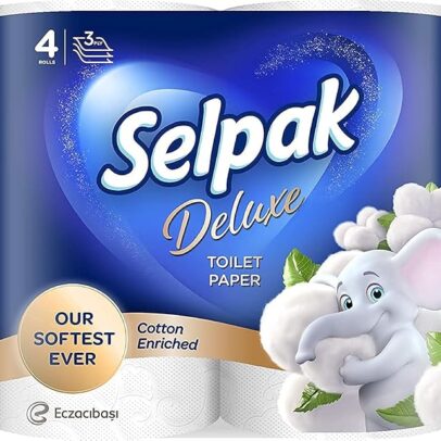 SELPAK Deluxe Toilet Paper Cotton Enriched Tissue Roll 3ply 4 rolls/pack