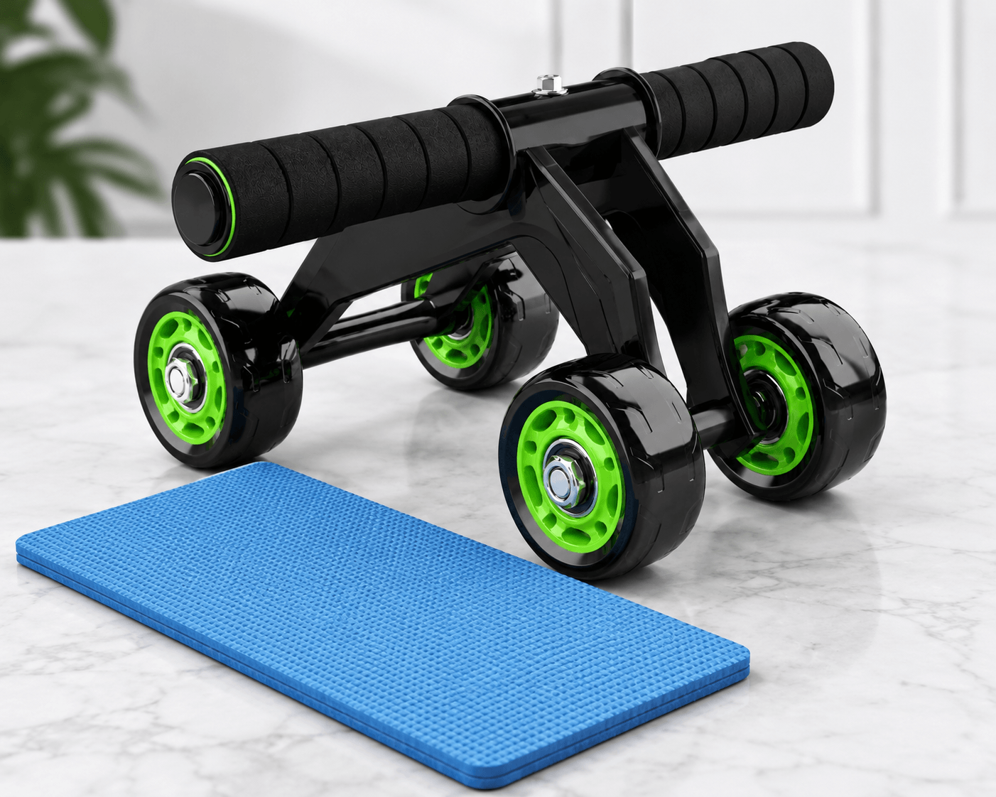 4 wheel ab roller exercise equipment with workout mat for home gym fitness training