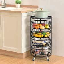 3 Layer Kitchen Rotating Trolley Portable Storage Rack - Image 3