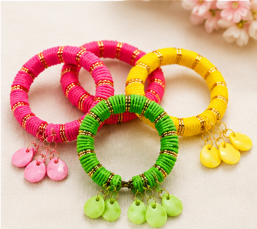 Multicolor Beaded Stretch Bracelet Set for Women & Girls (4 Pieces Set)