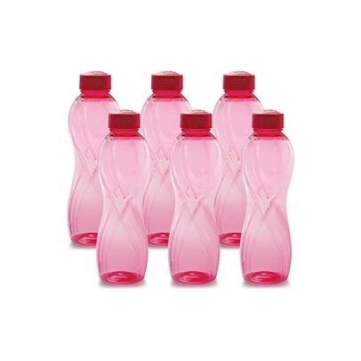 CELLO Crystal water bottles set of 6 with 1000 ml capacity and leakproof transparent