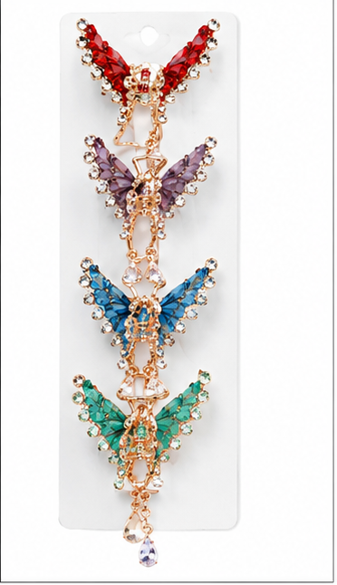 Colorful Butterfly Rhinestone Hair Claw Clips Set - Image 2