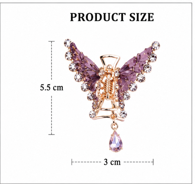 Colorful Butterfly Rhinestone Hair Claw Clips Set - Image 4