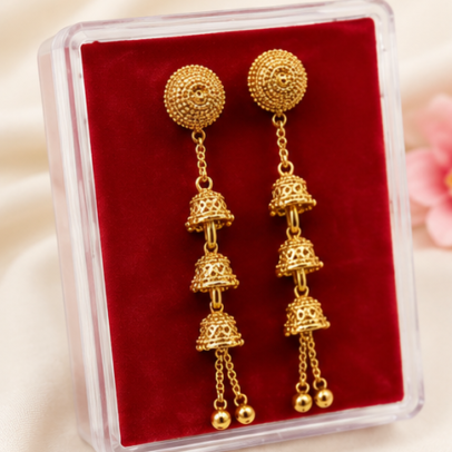 DMG Ornaments gold plated long dangler earrings