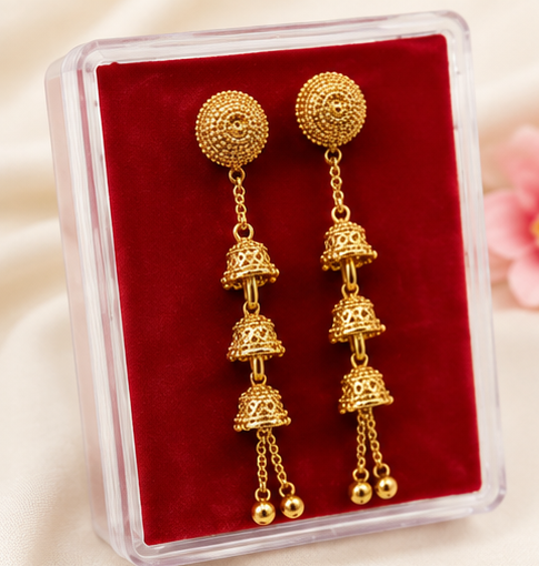 DMG Ornaments gold plated long dangler earrings