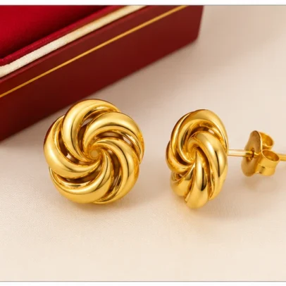 Daodc Gold Plated Designer Stud Earrings .0