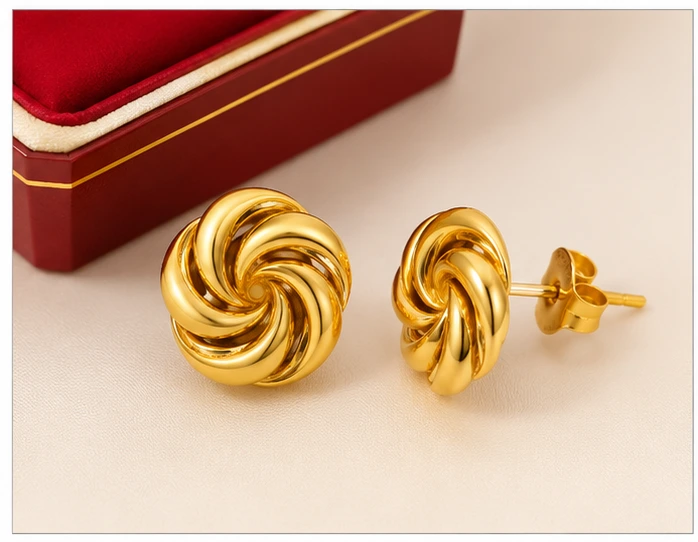 Daodc Gold Plated Designer Stud Earrings for Women & Girls Set - Image 2