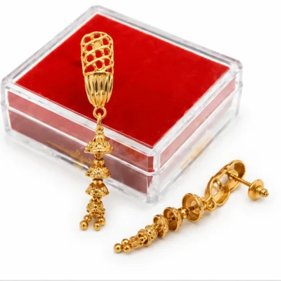 Gold Plated Designer Long Drop Earrings for Women & Girls
