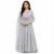 Women wearing elegant grey embroidered Anarkali dress with dupatta