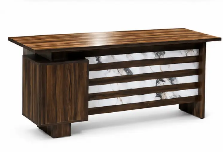 Modern wooden executive office table with premium dark wood finish - Image 4