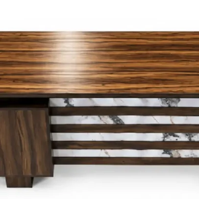 Modern Wooden Executive Office Table with Premium Dark Wood Finish,