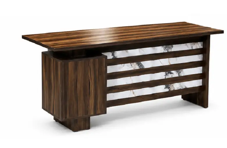 Modern wooden executive office table with premium dark wood finish - Image 3