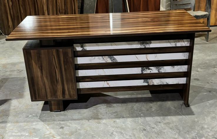 Modern wooden executive office table with premium dark wood finish - Image 2