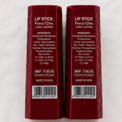 Perfect 12H Long Lasting Lipstick for Women in Elegant Red Packaging