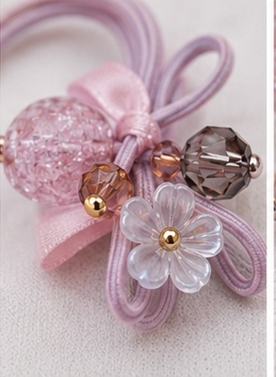 Pink Pearl Bow Hair Rubber Bands for Girls - Image 5