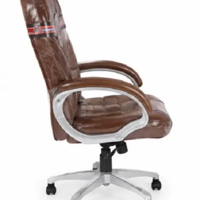 Supremo premium revolving office chair with cushioned back support, padded armrests, adjustable height, and 360-degree swivel wheels for office and home workspace.