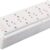 White extension board with long electric wire and multiple power sockets for home and office use