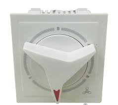 White modular ceiling fan regulator for home and office electrical switch board