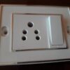 White modular switch socket board with 5 pin electrical socket and switch