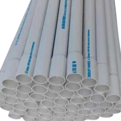 white PVC electrical conduit pipes bundle