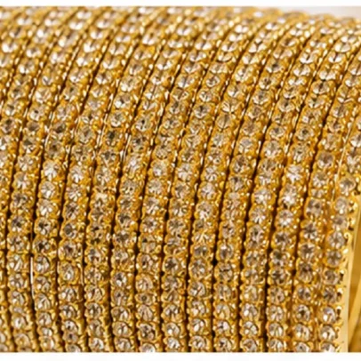 24 Pcs Gold Glitter Bangles Set for Women Designer Traditional Chudi,.,