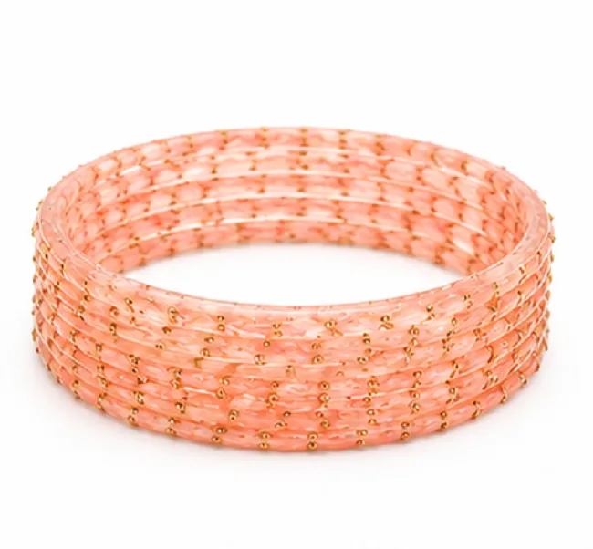 24 Pcs Peach Designer Bangles Set for Women | Traditional Chudi Set - Image 7
