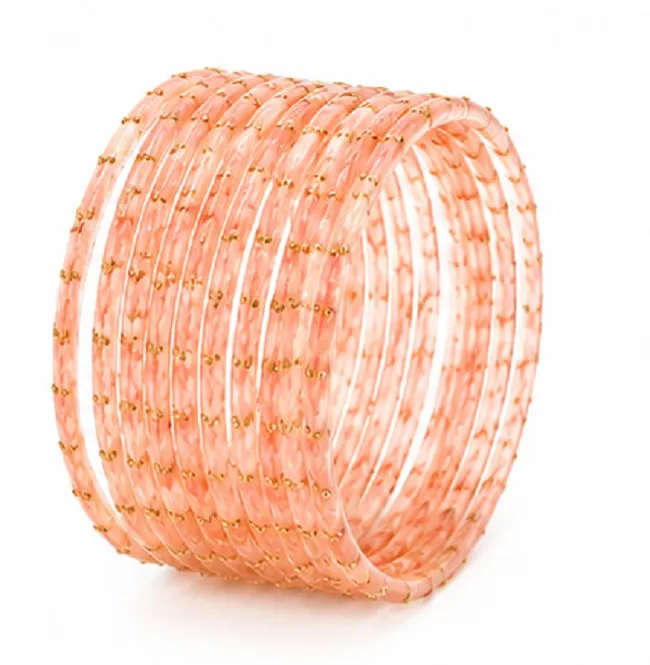 24 Pcs Peach Designer Bangles Set for Women | Traditional Chudi Set - Image 5