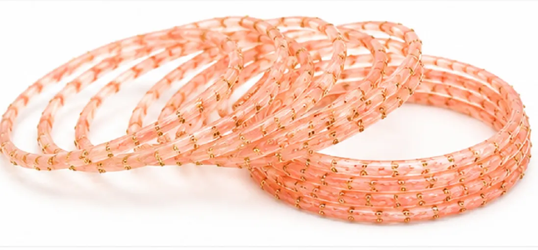 24 Pcs Peach Designer Bangles Set for Women | Traditional Chudi Set - Image 2