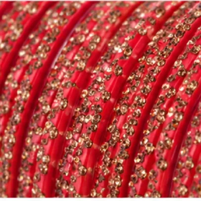 24 Pcs Red Stone Bangles Set for Women Bridal Chudi Set,