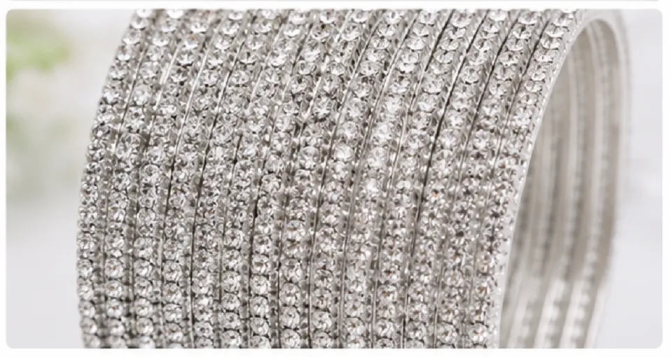 24 Pcs Silver Glitter Bangles Set for Women | Designer Chudi Set - Image 2