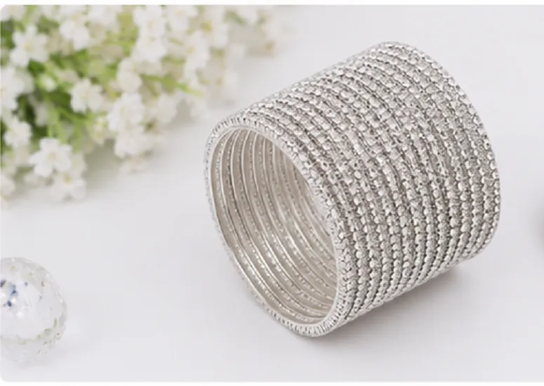 24 Pcs Silver Glitter Bangles Set for Women | Designer Chudi Set - Image 4