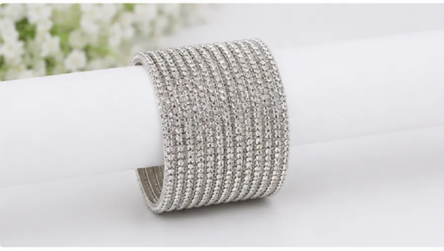 24 Pcs Silver Glitter Bangles Set for Women | Designer Chudi Set - Image 5