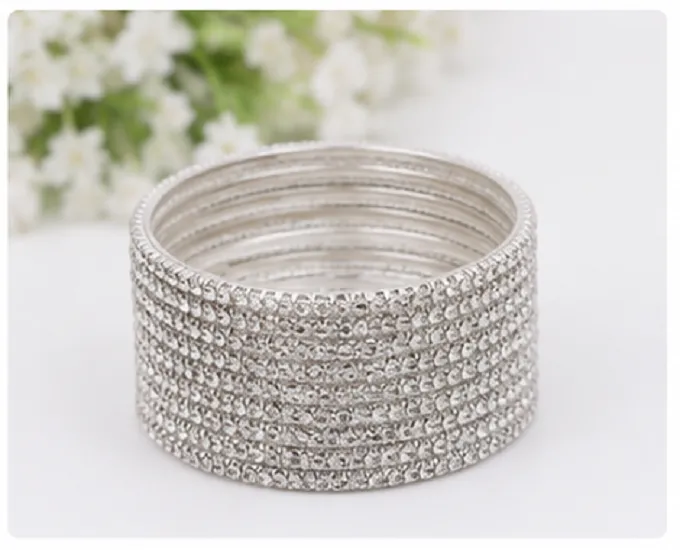 24 Pcs Silver Glitter Bangles Set for Women | Designer Chudi Set - Image 6