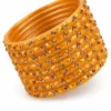 24 Pcs Yellow Golden Designer Bangles Set for Women with Stone Work Traditional Indian Chudi Set