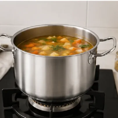 3 litre stainless steel cooking pot with side handles,.