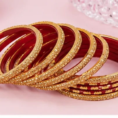 34 Pcs Maroon Gold Bridal Bangles Set for Women Traditional Chudi Set,.,