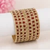 34 Pcs Maroon Gold Traditional Bangles Set for Women with Designer Golden Stone Work Bridal Chudi Collection