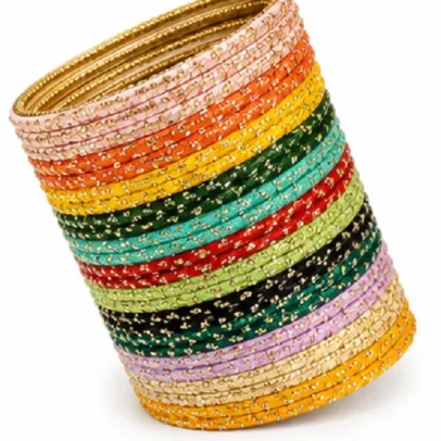 50 Pcs Multicolor Bangles Set for Women Traditional Chudi Collection.,