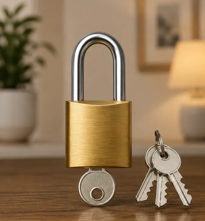 50mm Brass Padlock with 3 Keys | Heavy Duty Double Lock Security Lock - Image 7