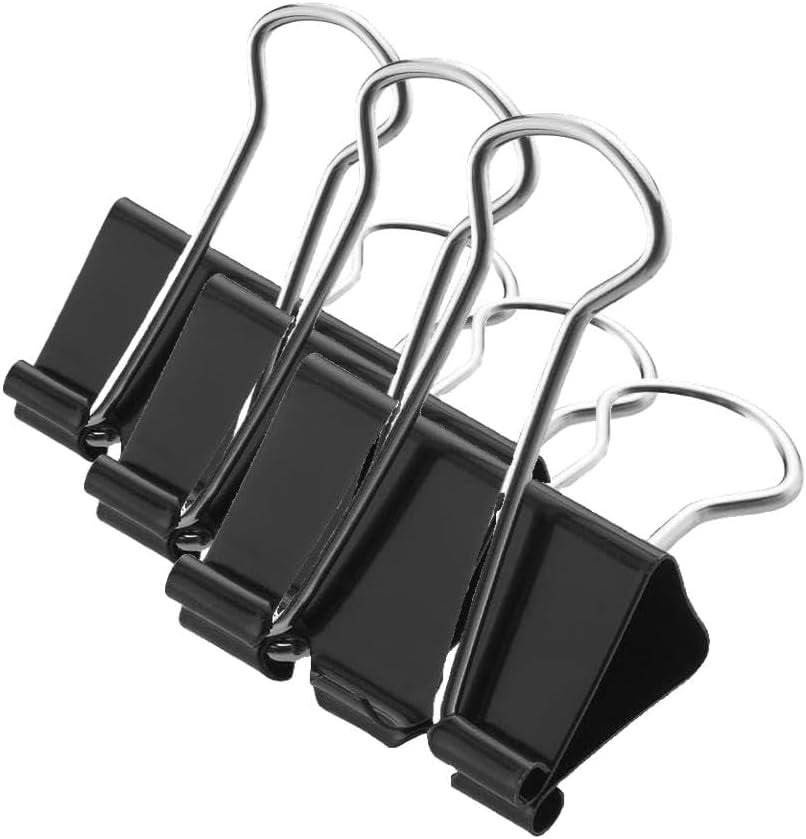 Black Binder Clips 41mm – Strong Metal Paper Clips for Office, School & Document Organization (Pack of 24) - Image 3