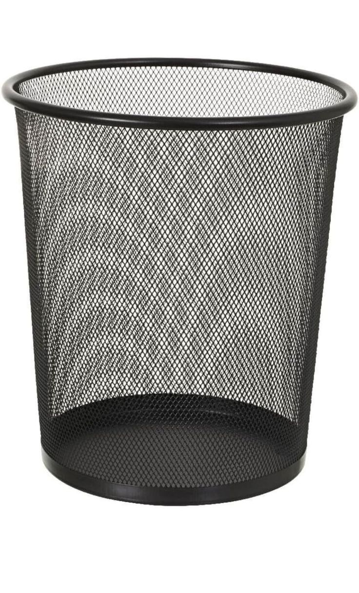 Black Metal Mesh Waste Paper Basket | Round Office Dustbin for Home, Office & Workspace - Image 5