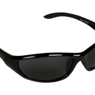Black wraparound sports sunglasses for men with UV protection lenses designed for driving, cycling, outdoor activities and active lifestyles