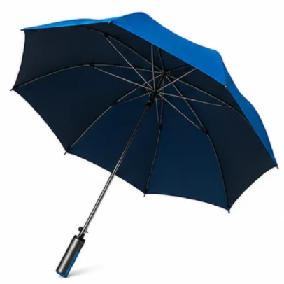 Blue oversized travel umbrella with wide waterproof canopy and wind-resistant frame for daily rain protection.