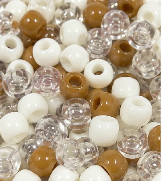 Brown, White & Crystal Pony Beads for Jewellery Making | Assorted Plastic Craft Beads for DIY Projects - Image 3