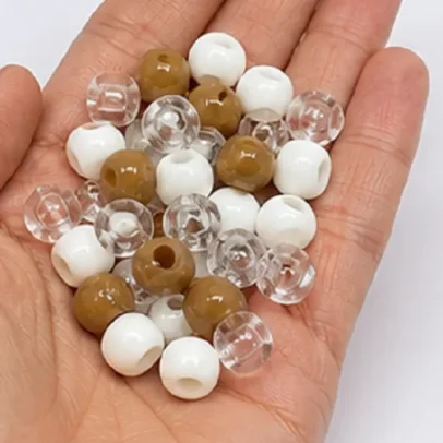 Brown, White & Crystal Pony Beads for Jewellery Making Assorted Plastic Craft Beads for DIY Projects,