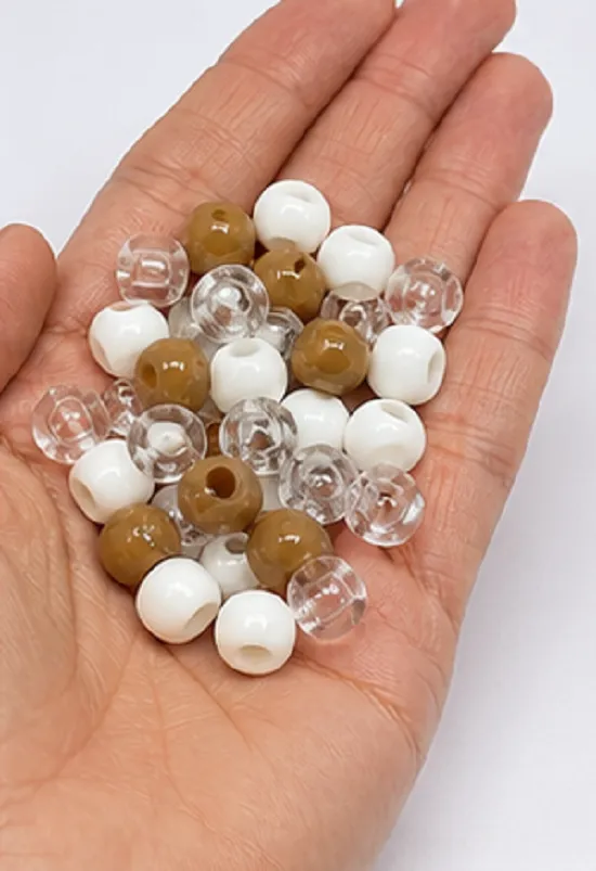 Brown, White & Crystal Pony Beads for Jewellery Making | Assorted Plastic Craft Beads for DIY Projects - Image 2