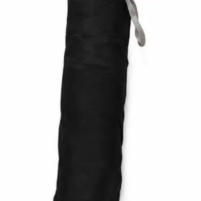 Compact black folding umbrella for rain protection, travel, office, school and everyday outdoor use,
