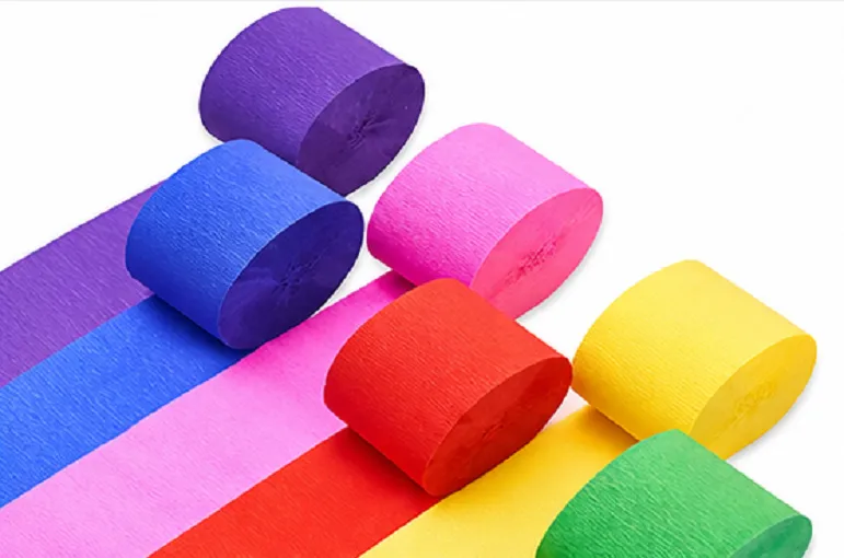 Multicolor crepe paper streamers pack of 6 rolls for birthday party decoration, DIY crafts and event decorations.